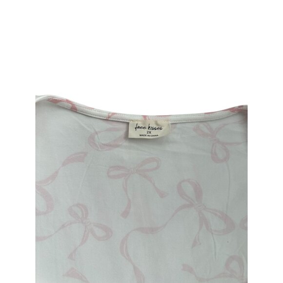 FREE KISSES White Pink Bow Square neck Tank Top Size 2X NEW NWT - Picture 3 of 6